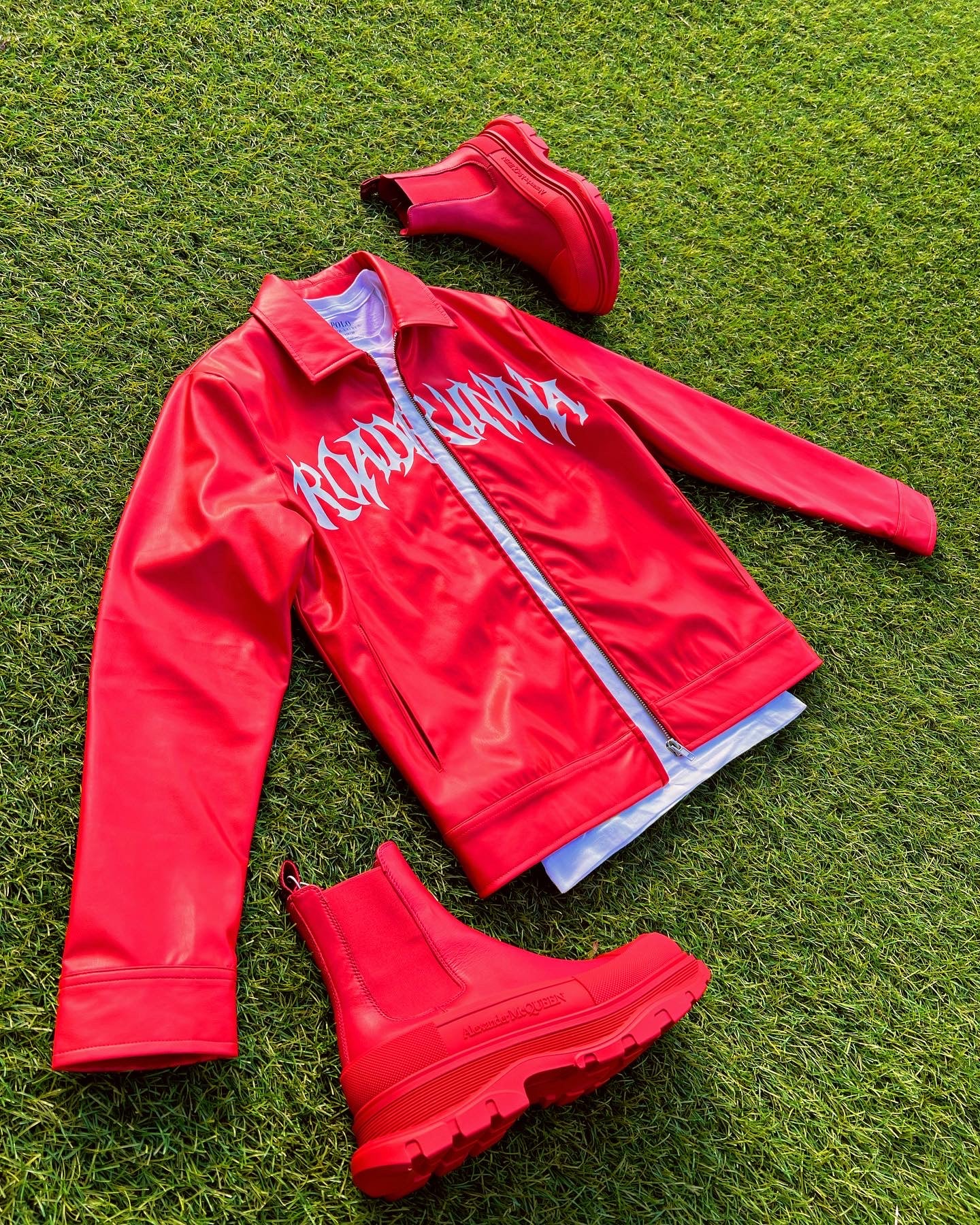 Red/White Leather Jacket