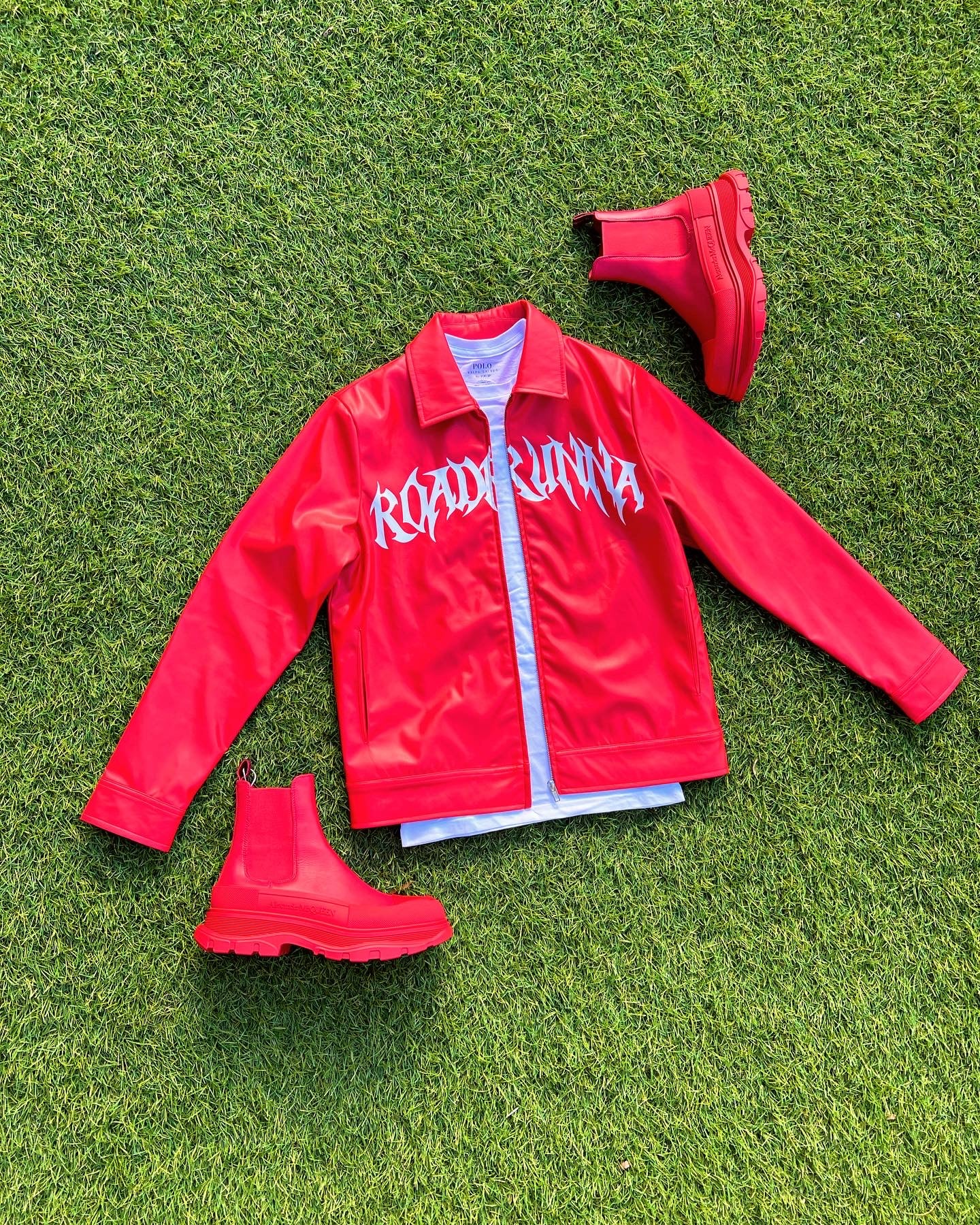 Red/White Leather Jacket