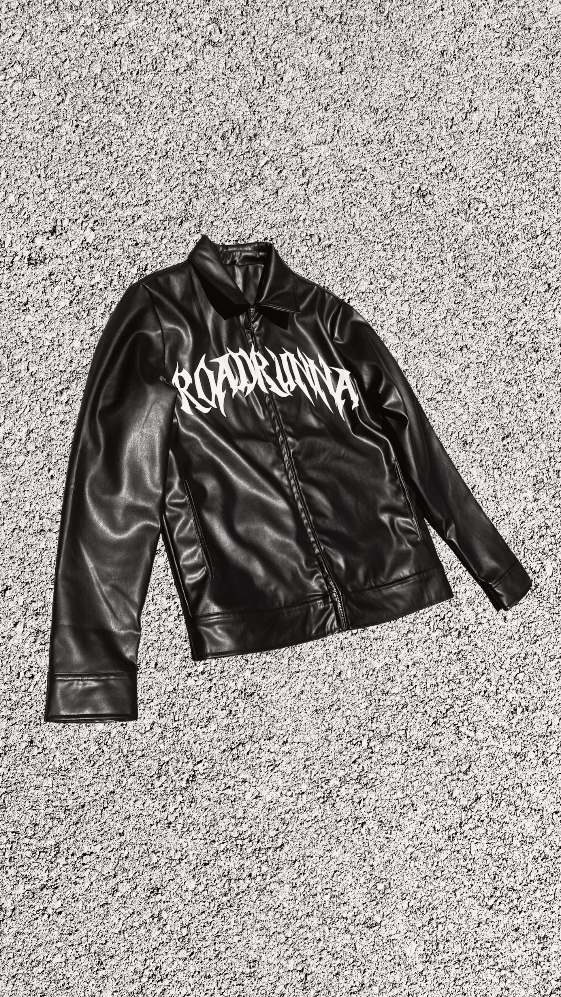 Black/White Leather Jacket - ShopRoadRunna